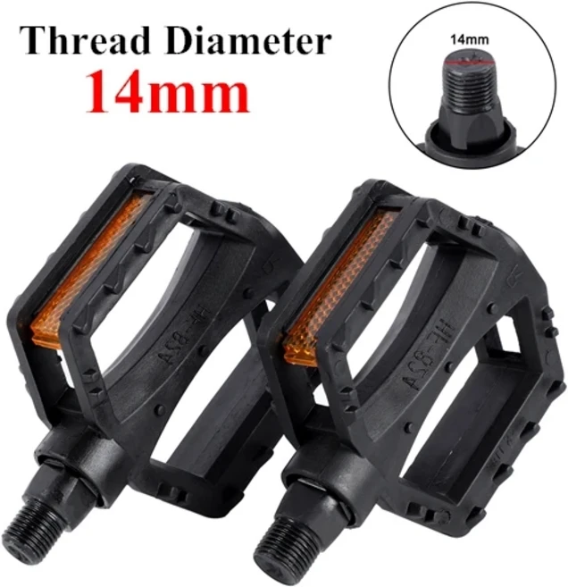 웨스트 바이킹 1쌍 어린이 자전거 페달 초경량 미끄럼 방지 ABS 안전 경고 반사 타기용, 01 Black 14mm