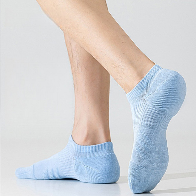 MJLP 남성 양말 순색 쿠션 봄 여름 인비저블 양말 발목 양말 실내 양말 고무 페이크 양말 슈커버 운동 미끄럼 방지 5족 세트