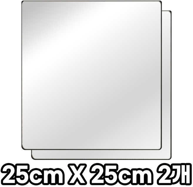 붙이는 아크릴 거울 벽걸이 부착식 무타공 설치 모서리 라운드형, 2개