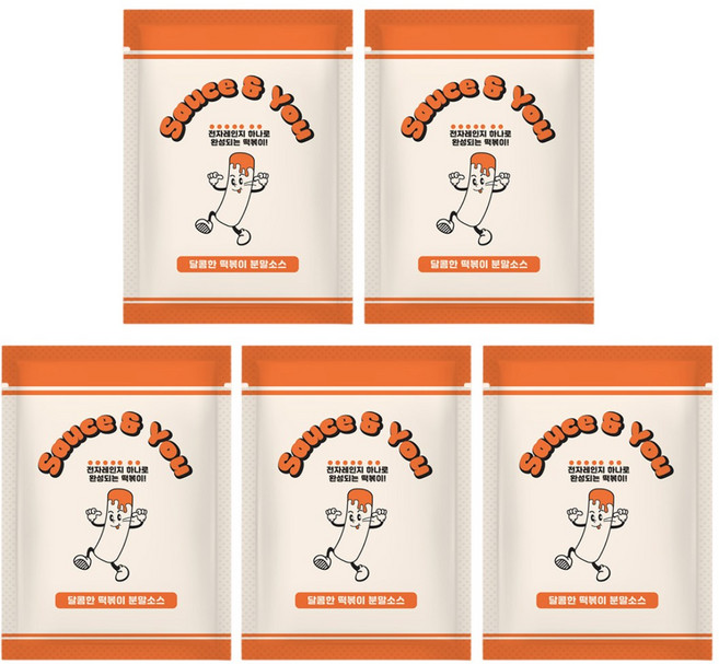 [순한맛] 전자레인지로 만드는 달콤매콤 떡볶이 분말소스 옛날분식집 황금레시피, 5개, 40g