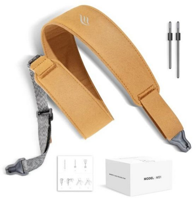 Enya 가죽 질감 마그네틱 스트랩 기타 베이스 우쿨렐레 퀵릴리즈 한 수제 조절 가능, 옐로우, 옐로우, 1개