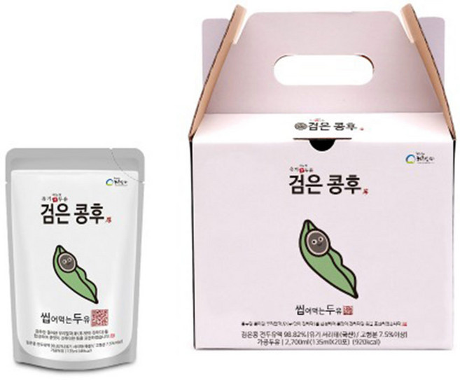 하늘빛 유기 전두유 검은콩후 (담백한맛) 유기농 서리태 무첨가두유, 20개, 135ml