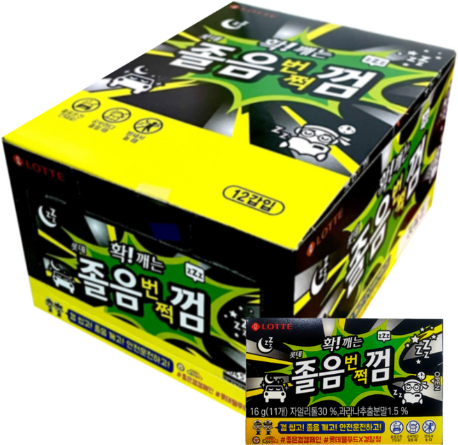 롯데제과 졸음번쩍껌, 16g, 12개