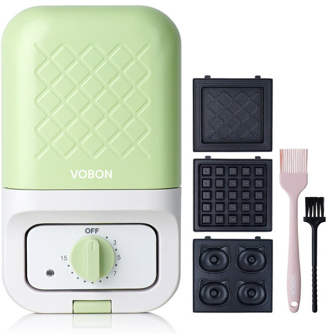 보본 스핀오프 다이얼 샌드위치 와플 크로플 도넛 메이커 VB-SM203G 그린