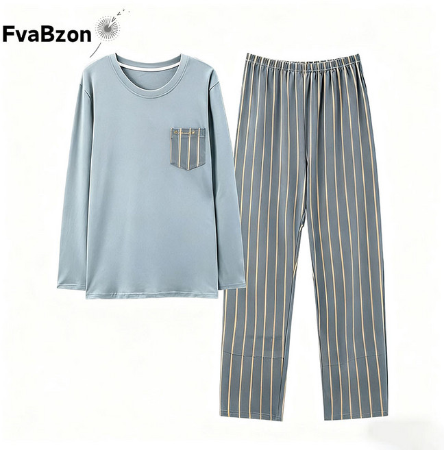 FvaBzon 남성잠옷 데일리 고급 상하세트 심플 스판 홈웨어