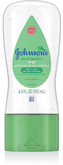 Johnson's Baby 존슨스베이비 알로에 베라 및 비타민 E가 함유된 오일 젤 저자극성 베이비 스킨 케어 190ml(6.5온스)