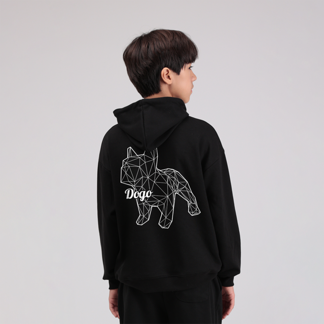 국내 생산 마고 주니어 오버핏 불독 그래픽 DOGO 후드티 키 110 120 130 140 150 160