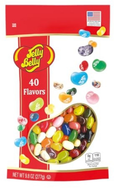 젤리 벨리 40가지 맛 젤리 빈 재밀봉 가능한 277g 파 Jelly Belly 40 Assorted Jelly Beans Resealable 9.8 Ounce Pouch Ba, 1개