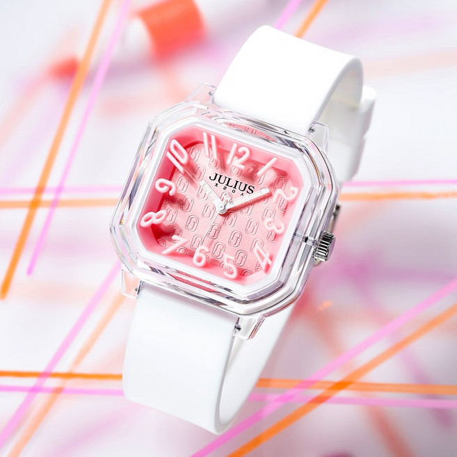 쥴리어스 네온 젤리 사각 스퀘어 남성 여성 손목시계 JA-1491