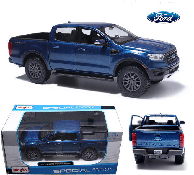 마이스토 1:27 2019 포드 레인저 픽업트럭 다이캐스트 모형자동차, 블루, 1개
