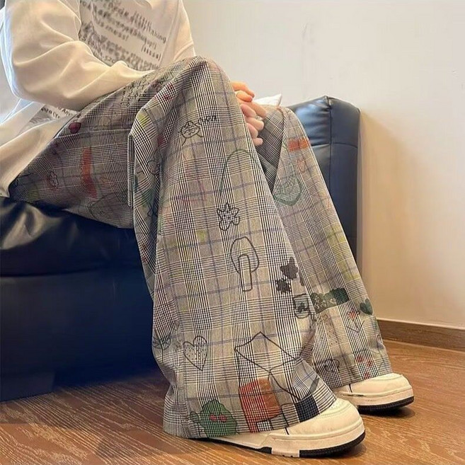 COSYEVNO 남자 청바지 프린트 루즈핏 편안함 긴 바지 XY-9