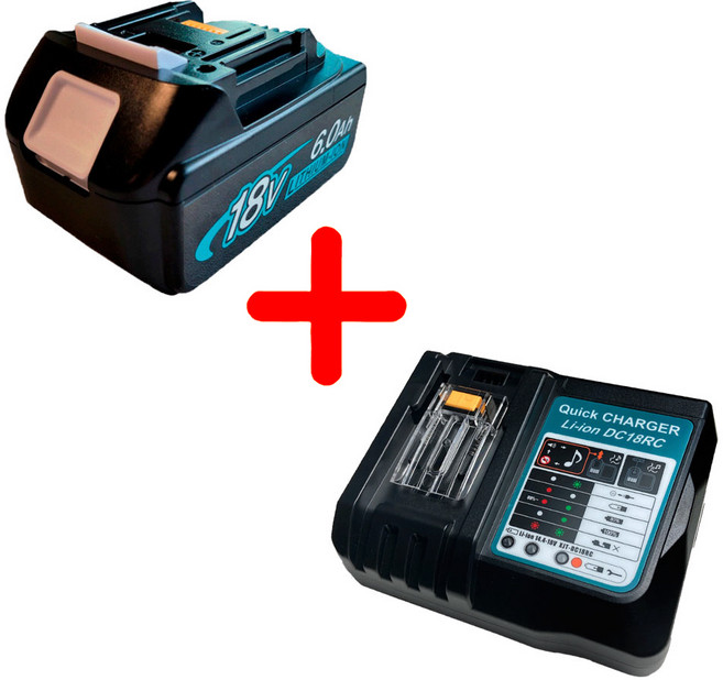 마끼다 호환 배터리 18V 6.0Ah + 마끼다 DC18RC 호환 급속 충전기 세트 구성, 1개