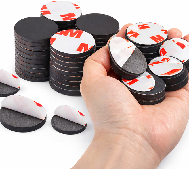 미룬토 붙이는 강력 접착 다용도 원형 자석 스티커 25mm x 2mm, 블랙, 60개