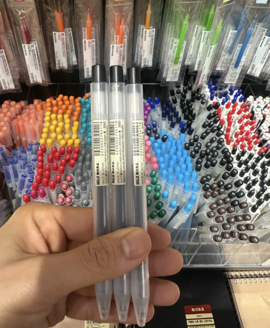 MUJI 무인양품 젤 잉크 볼펜 노크식 0.5mm, 3개, 검정