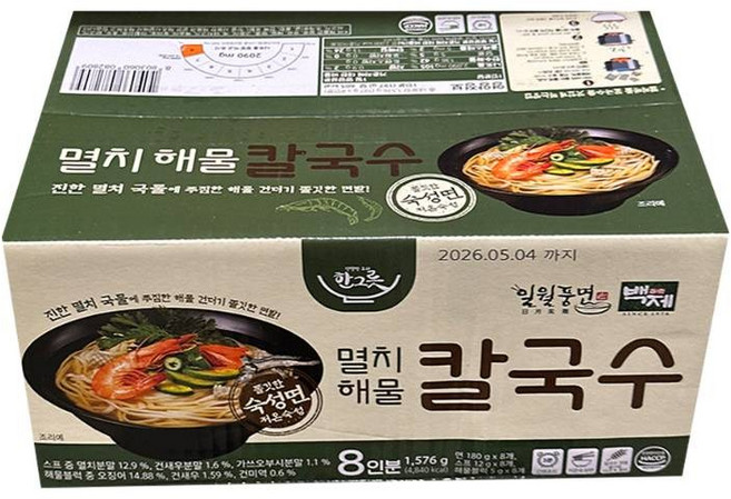 백제 일월풍면 멸치 해물 칼국수 6인분, 1팩, 1.576g