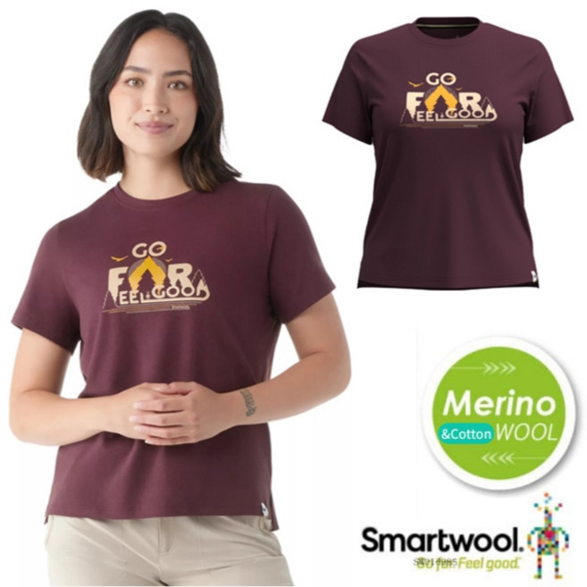 Smartwool 女 塗鴉Tee 美麗諾羊毛圓領短袖T恤