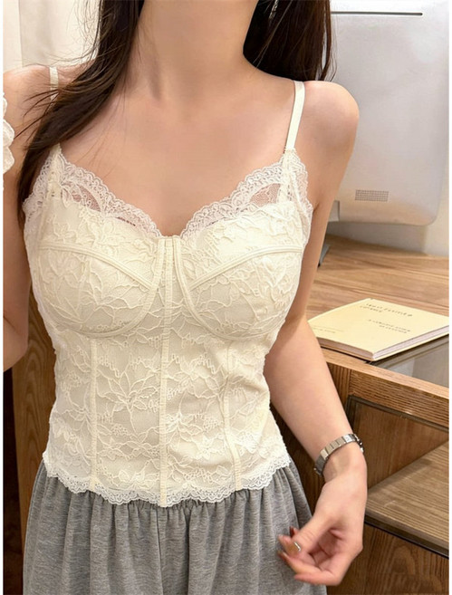 蕾絲胸墊細肩帶背心