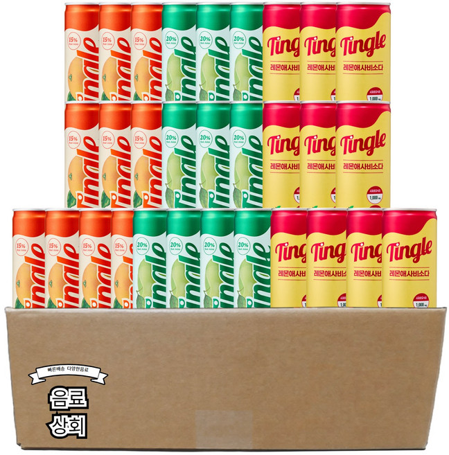 일화 팅글 탄산음료 3종 10개씩(리얼에이드오렌지+리얼에이드청사과+레몬애사비소다), 30개, 250ml