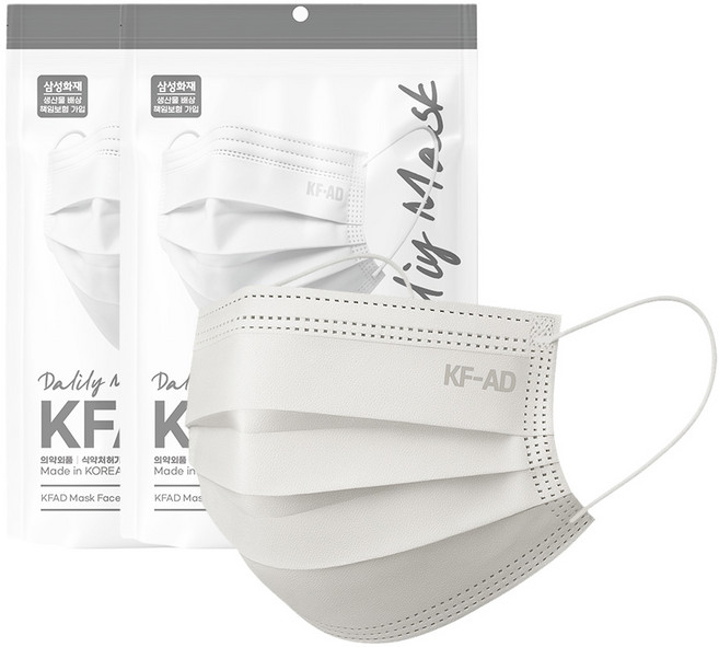 가드데이 비말차단 덴탈 일회용 마스크 대형 KF-AD, 50개입, 2개, 흰색