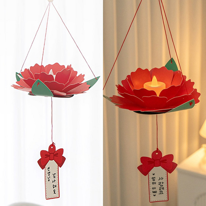 카네이션 종이 무드등 조명 LED 연등 만들기 풍경 초등 어린이 미술 촛불 청사초롱 소원등