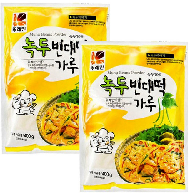 뚜레반 녹두빈대떡가루, 400g, 2개