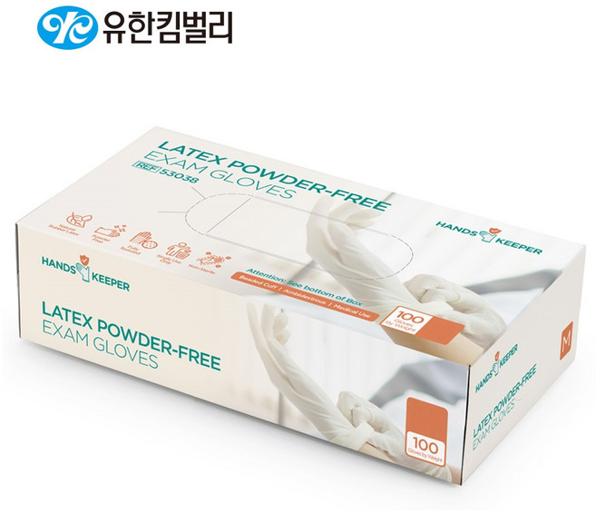 유한킴벌리 라텍스장갑 100매 고무장갑 의료용 식품용 위생, 1개, 03_M(아이보리)
