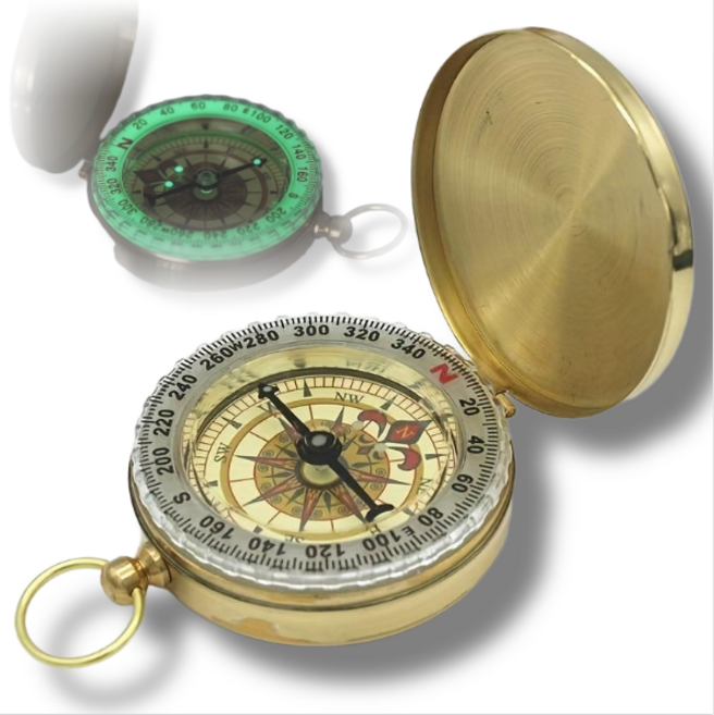 야광 휴대 나침반, 1개, 앤틱 골드