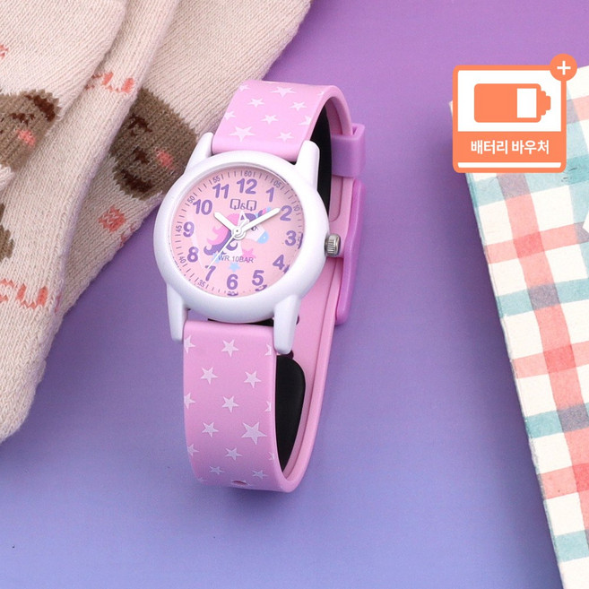 큐앤큐 아동용 10기압 방수 손목시계