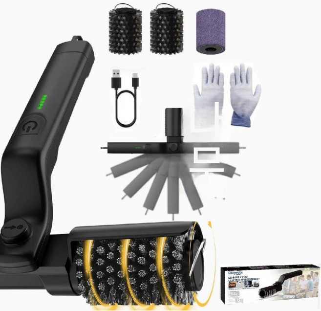 전동 바베큐 그릴 브러쉬 자동 회전 무선 충전식 기름때 제거 오븐 주방, 1개