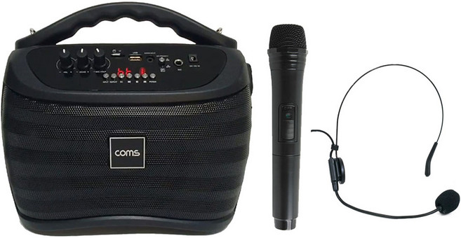 컴스 휴대용 블루투스 무선 마이크 스피커, 혼합색상, KY201HM