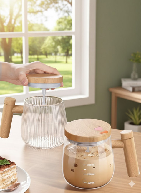 玻璃自動攪拌杯, 透明刻度400ML, 1個