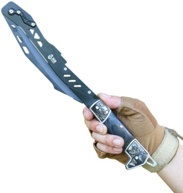 접이식 다기능 낫 야외 낚시 및 예초 소형 스테인레스 스틸 가정용 칼, 05 Blue C