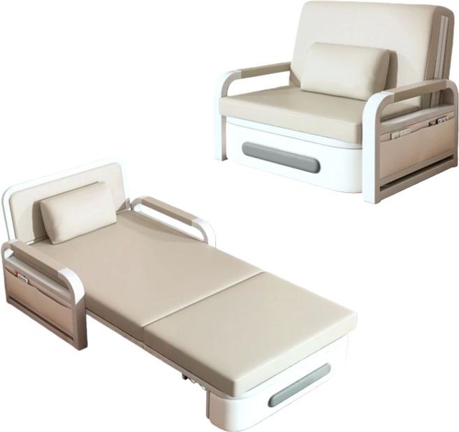 多功能摺疊沙發床 小戶型客廳適用 簡約現代風格 附贈舒適抱枕, 白色