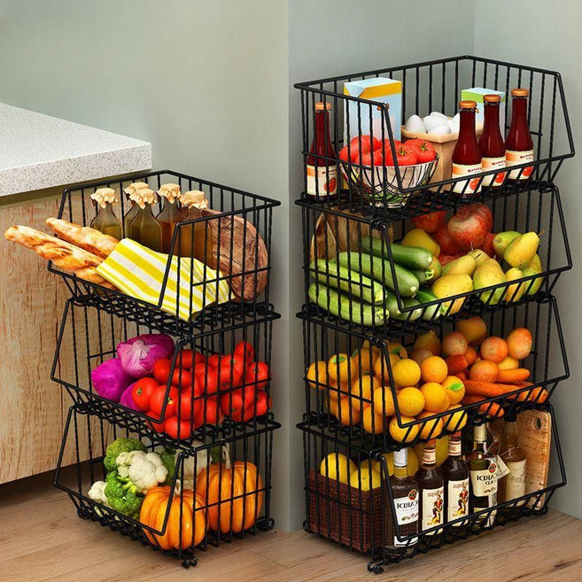 과일 야채 선반 랙 트롤리 보관 트레이 진열대 다층 베란다, 흰색 확대 3 층