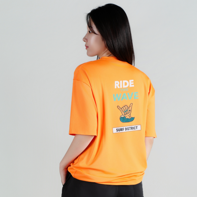 루나인 루즈핏 래쉬가드 반팔티셔츠 남자 여자공용, RAD-오렌지