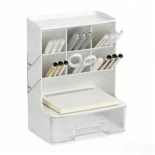 데스크오거나이저 책상정리함 사무 실책상정리함 화이트 투명 1개, 화이트 투명 × 1개