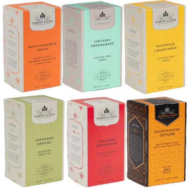 Harney & Sons 하니앤선즈 버라이어티 팩 프리미엄 티백 6가지 맛 각 20티백 (이집트 카모마일 잉글리시 브렉퍼스트 핫 시나몬 스파이스 유기농 페퍼민트 일본 센차 디카, Harney & Sons 하니앤선즈 버라이어티 팩 프리