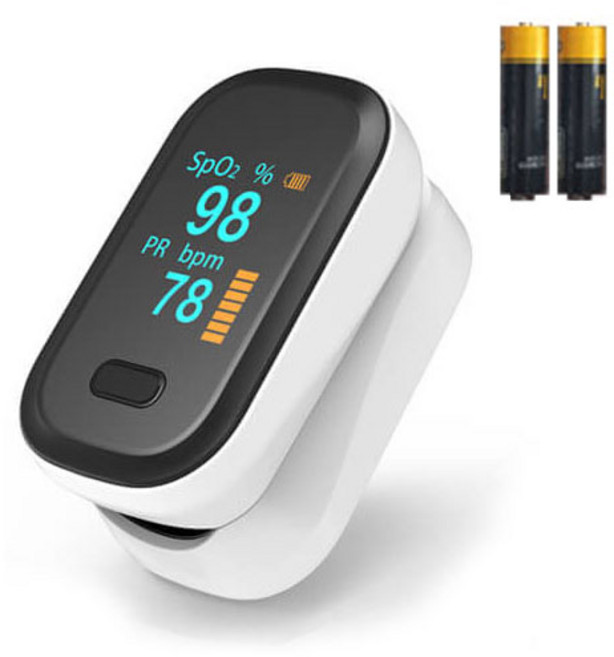 봄앤 OLED 휴대용 혈중산소포화도 맥박측정기 광센서 심장박동 펄스옥시미터 산소농도 호흡기체크, 빅폰트형(배터리+보관백), 1개