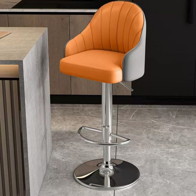 하루꿈 모던 바 체어 아일랜드 식탁 의자 홈바 회전 풋레스트 스툴 의자, 오렌지그레이