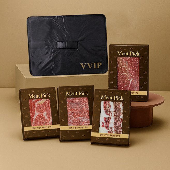 미트픽 1++ 한우구이 추석 명절 선물세트 A1호 등심+갈비살+차돌박이+전각, 1개, 1.2kg