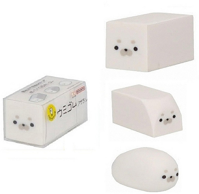 可愛海豹造型橡皮擦, 白色, 1個