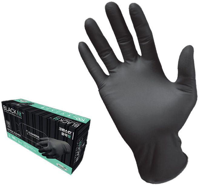 크린스킨 블랙핏 니트릴 세차 요리 장갑 100켤레, 블랙, 중(M), 1개