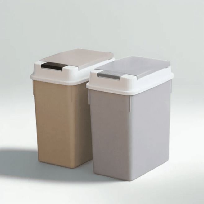 네이쳐리빙 모노블 원터치 휴지통, 베이지, 1개