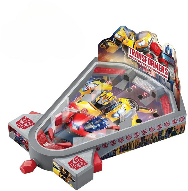 World Tech Toys 트랜스포머 테이블 탑 핀볼 게임 - 런처 및 메탈 볼이 있는 아동용 미니 아케이드 장난감 Hasbro 라이선스 만 3세 이상 선물