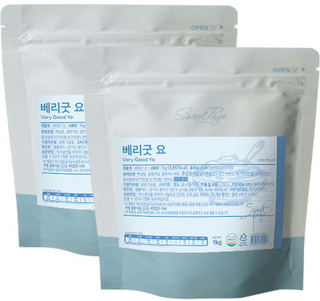스위트페이지 베리굿요 파우더 1kg 2개세트, 1개입, 2개