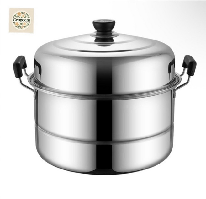 스텐 이중 찜기 가정용 두껍게 2단 라지 냄비 가스 인덕션 다용도냄비, 여분의 두꺼운 증기선, 1개, 36cm