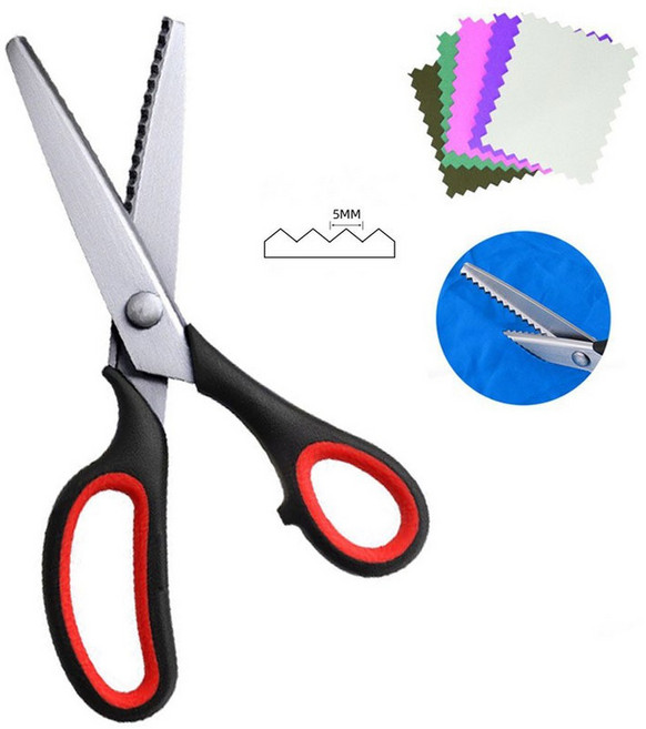 재봉 의류용 치즐 핑크 가위 재단사 지그재그 가죽 문구 커터 종이, Black Triangle 5mm