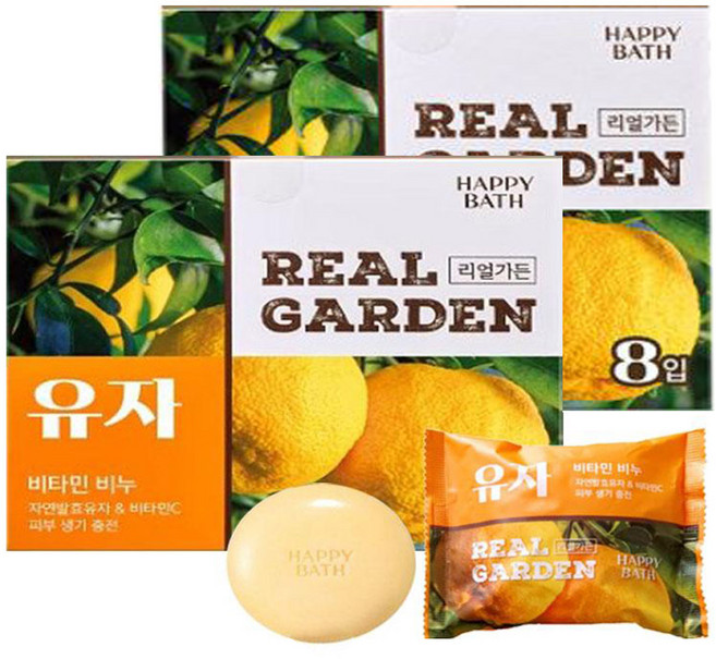해피바스 리얼가든 비타민 비누 유자, 90g, 16개입