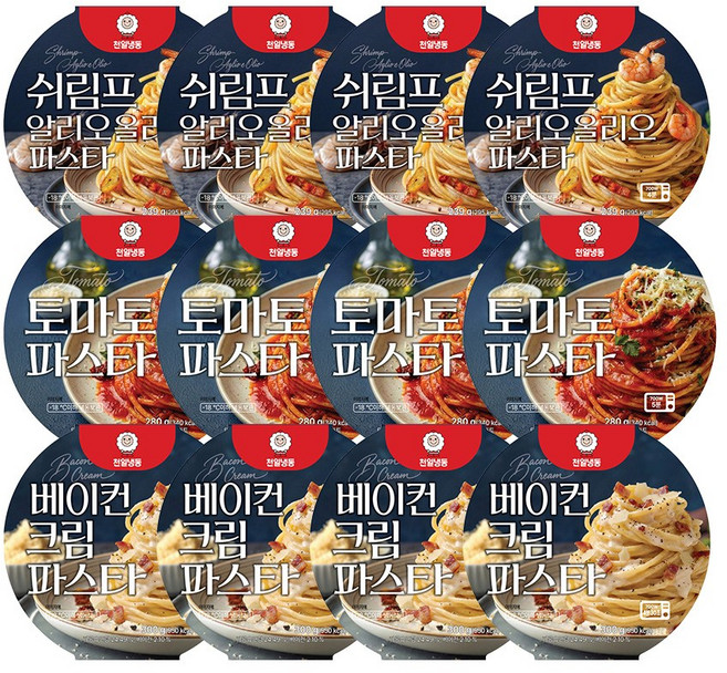 [본사직영] 천일식품 냉동 파스타 3종 혼합 패키지, 12개, 239g