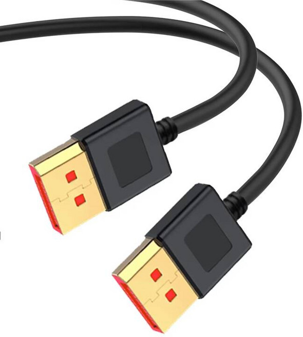 hdmitodp UHD c타입 젠더 울트라 슬림 얇은 DisplayPort DP1.4 케이블 8K60Hz 4K144HZ모니터 32Gbps 노트북 PC 용 비디오 오디오 시리즈, 검정색, 0.5m